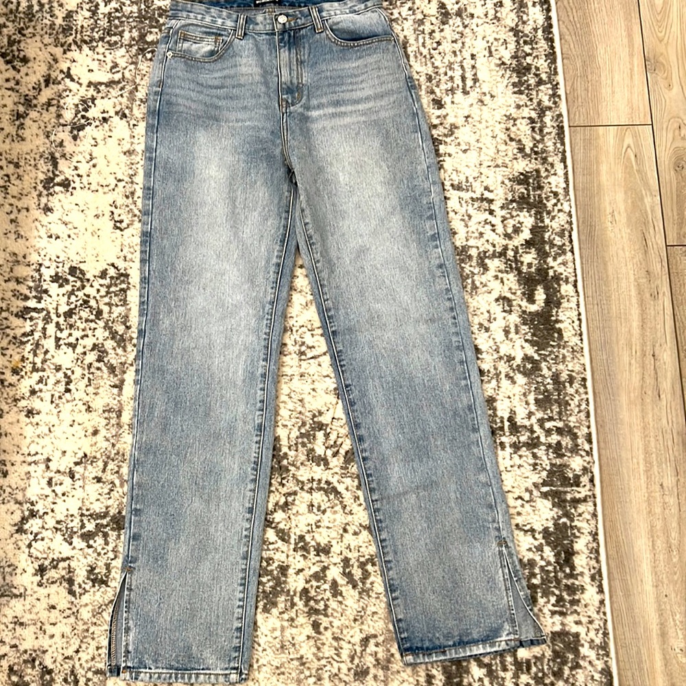 Split Leg High Waist Mom Jeans